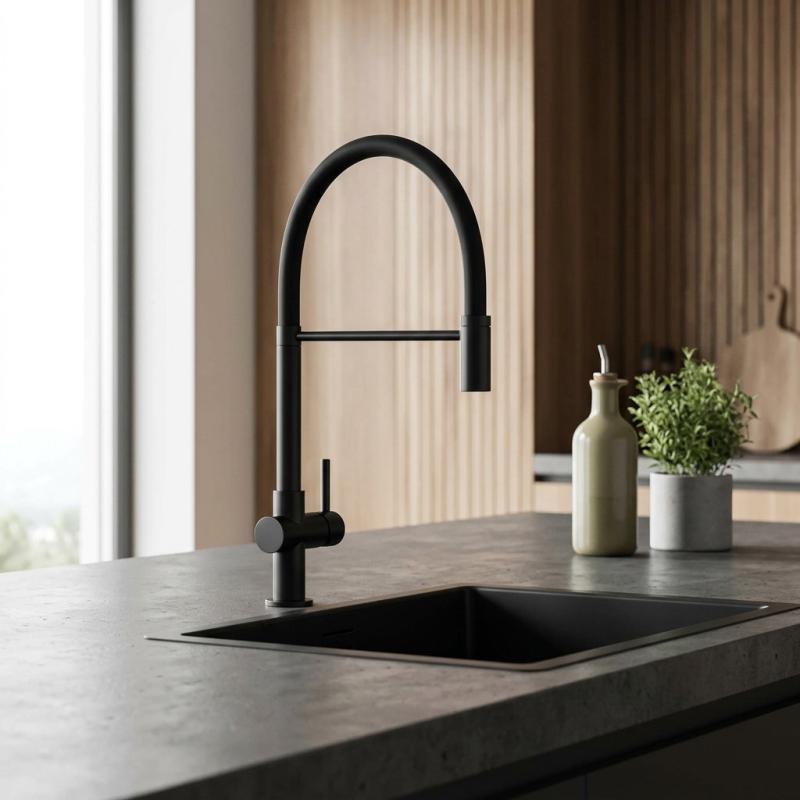 Aquanello Gastro Keukenmengkraan met Flexibele Uitloop Zwart BL-4400-GT